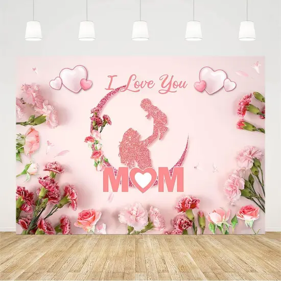 7x5ft Happy Mother's Day Backdrop I Love You Mom {2}