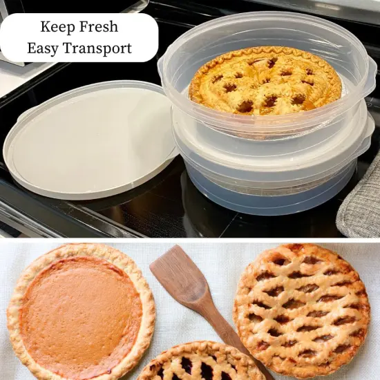 2-Pack 10-Inch Airtight Food Storage Container with Lid - Portable Carrier for Pies, Cakes, Cupcakes & More - BPA-Free Clear Plastic - Secure & Easy Transport {2}