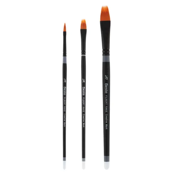 Creative Mark Beste Golden Taklon Filbert Rake 1/4" Artist Brush, Professional Watercolor Brushes, For Acrylic Painting, Short Handle, Sharp Edges, Hand-Tied & Shaped {4}