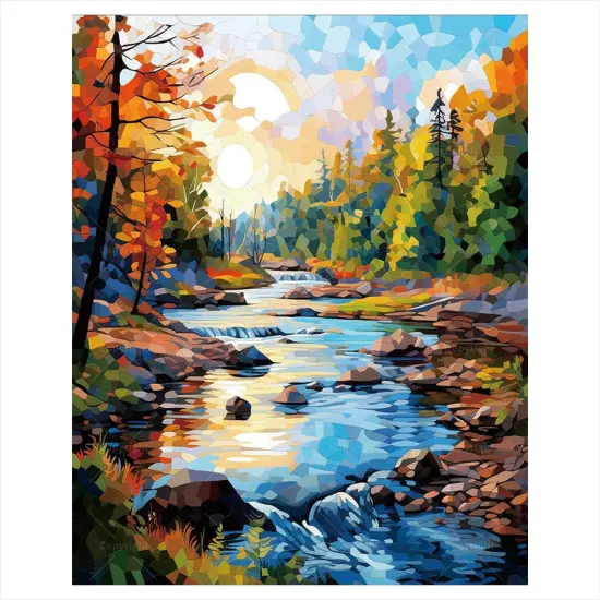 Autumn River Paint by Numbers Kit for Adults - DIY Landscape on Canvas {1}