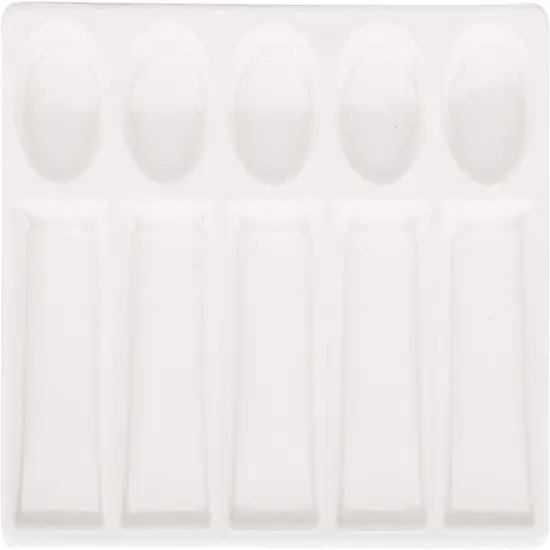 10 Wells White Rectangle Ceramic Artist Paint Palette, Porcelain Watercolor Palette, Ceramic Mixing Tray for Watercolor Gouache Painting, 7.6 inch {5}