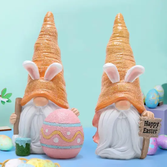 Easter Gnomes Bunny Doll Decor - Resin Home Ornaments Table Decor Valentines Gifts {4}