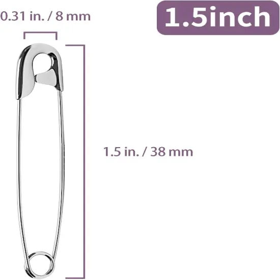 1000Pcs Safety Pins Assorted, 1.5 Inch Rust-Resistant Steel Wire Silver {2}