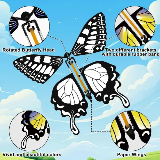 Spring Flying Butterfly Activity Craft Kit with 12 Wind Up Butterflies and 12 Color Pens DIY Toys for Kids' Parties School Activities and Parent-Child Fun {3}