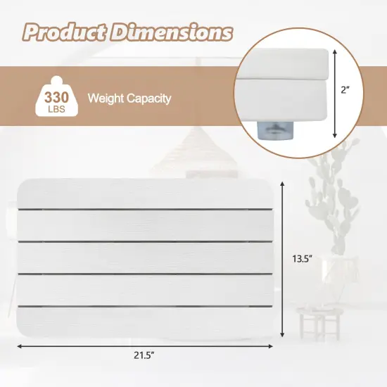 HIPS Spa Shower Mat with Non Slip Foot Pads and Rounded Smooth Edges Ideal for Indoor and Outdoor Use White {5}