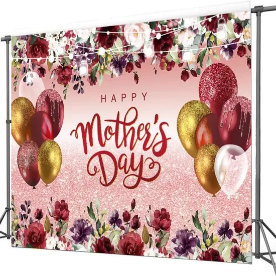7X5ft Mother's Day Background Flowers Balloons Party Background Mothers Day Party Decoration Banner Happy Mother's Day Background CY-222 {4}