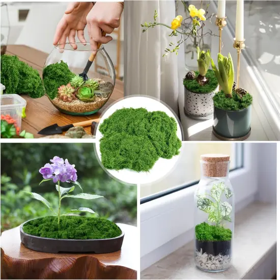 Fake Green Moss for Potted Plants, 5.3OZ Moss Decor Artificial Faux Moss for Crafts Preserved Moss for DIY Decorative Moss Table Centerpieces Decor Fairy Garden Floral Wedding {4}