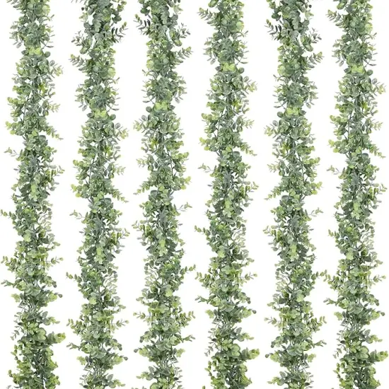 6 Pack Artificial Eucalyptus Garland, Fake Eucalyptus Greenery Garland Wedding Backdrop Arch Wall Decor, 6 Feet/Strand Fake Hanging Plant for Table Festival Party Decoration {1}