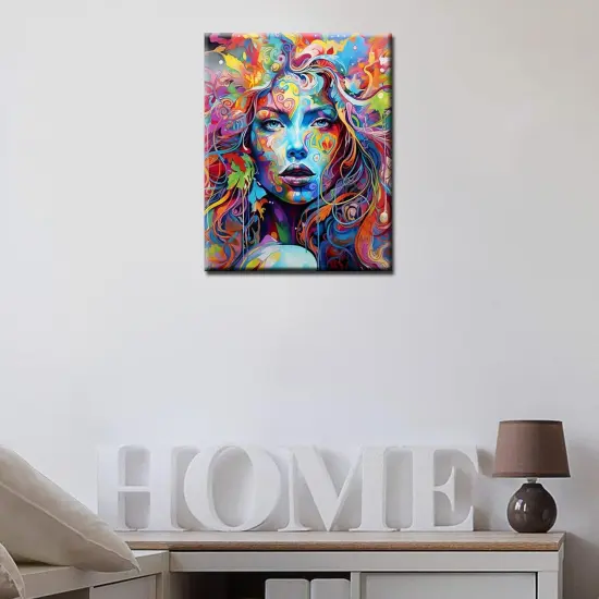 Graffiti Women Portrait Paint by Numbers Kits 16x20 inch Canvas DIY Oil Painting for Kids, Students, Adults Beginner with Brushes and Acrylic Pigment Blue Face Abstract Colorful Woman(without Frame) {2}