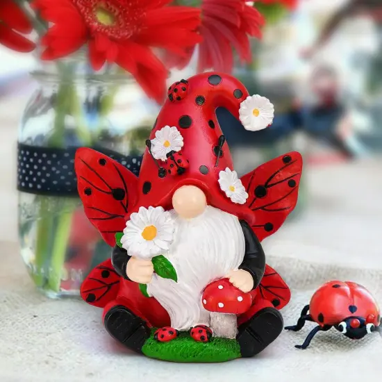 Ladybug Gnomes Decorations Resin Ladybug Figurines Decor Spring Kitchen Decor {2}