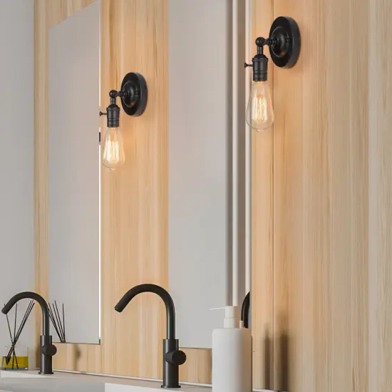 1/2/4pcs Industrial Wall Sconce &ndash; Adjustable 180&deg; Black Hardwired Fixture with UL Certification &ndash; Vintage Candlestick Lighting for Farmhouse, Bedroom, Office {5}