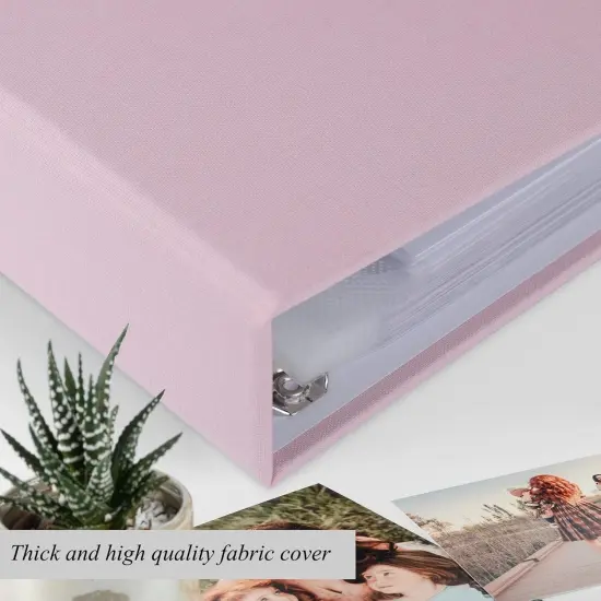 Large 3 Ring DIY Scrapbook Photo Album Journal with 30 Plastic Sleeves 60 Pages and Fabric Cover for Baby Travel Wedding Couple Anniversary kids Adventure {2}
