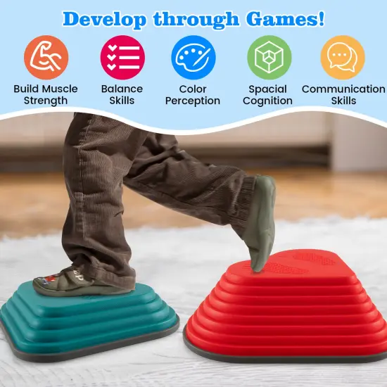 11-Piece Kids Stepping Stone Set with Non-Slip Edge for Balance and Motor Skill Development {6}