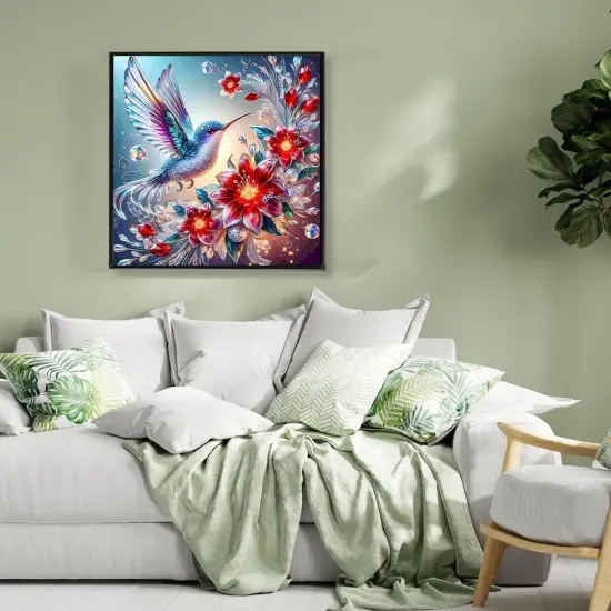 Hummingbird Diamond Art Kits for Adults - Diamond Art Flower Diamond Art Painting Kits for Adults Gem Art Gift Home Wall Decor 14''Lx14''W {3}