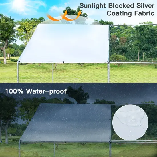 13-Feet Silver Steel Large Walk in Shade Cage Chicken Coop with Cloth Roof Cover {3}
