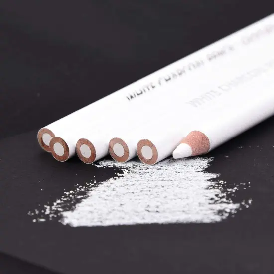 2 Pcs White Sketch Charcoal Pencils -Professional Hight Quality Sketch Highlight White Charcoal Wooden Pencils for Artist Drawing, Sketching, Blending {5}