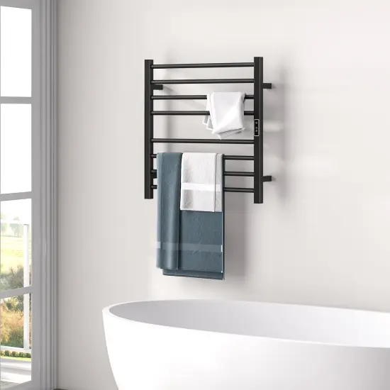 Wall-Mounted or Freestanding Heated Towel Rack with LED Display and Timer {3}