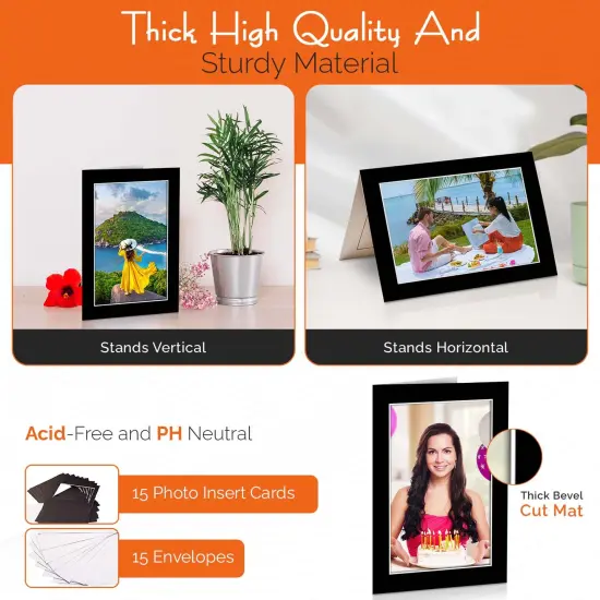 iFrame Self-Standing Greeting Card With Insert picture Frame | Genuine Matboard Cards And Envelopes | Hold 4 x 6 Inch Photo | Customizable For Holiday, Thank You Cards And Graduation Card (Pack Of 15) {4}