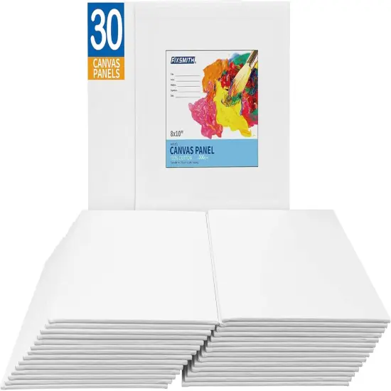 Canvas for Painting, 8x10 Inch Canvas Boards, Super Value 30 Pack White Blank Canvas Panels, 100% Cotton Primed, Painting Art Supplies for Professionals, Hobby Painters, Students & Kids {5}