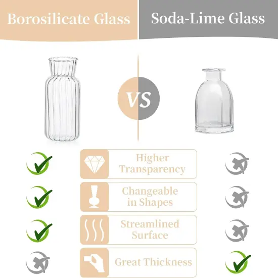 4Pcs Small Mini Flower Centerpieces Vases Handmade Decorative Cute Short Window Corner Home Decor for Wedding Reception Dining Table Single Rose Flowers {4}