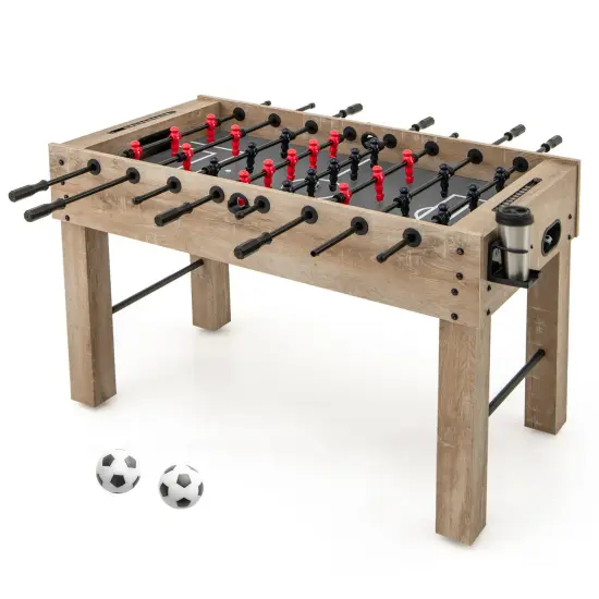 Natural MDF Full Size Foosball Table with Metal Rods, Cup Holders and Adjustable Legs {1}
