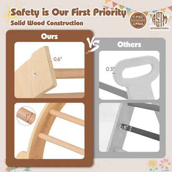 6-in-1 Montessori Arch Climber with Cushion, Toy Storage and Anti-Tip Feet Coffee {5}