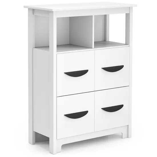 White MDF Storage Cabinet with 2 Drawers and 2 Open Compartments {4}