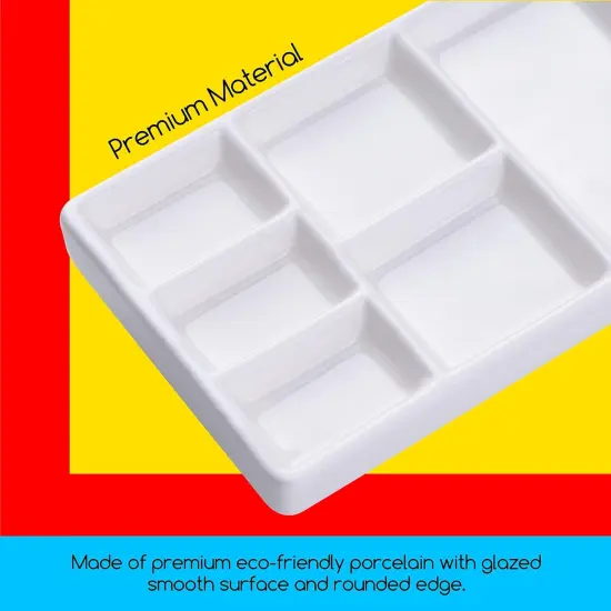 9-Well News Ceramic Rectangle Artist Paint Palette for Watercolor Gouache Acrylic Oil Painting {3}