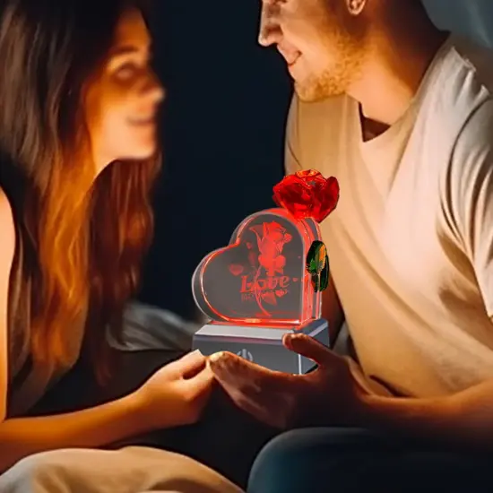 Crystal Heart Shaped Crystal Rose Home Decoration for Wife, Lady, mom {4}