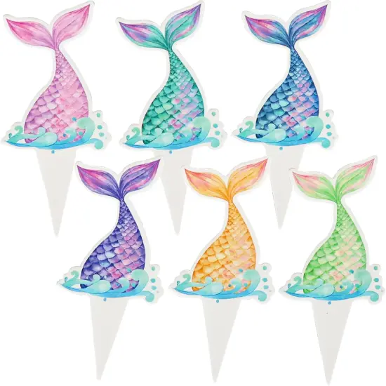 36pc Mermaid Tail Cupcake Toppers: Mini Under the Sea Mermaid Tail Cake Topper Decoration & Cupcake Picks for Birthday Parties & Baby Showers {2}
