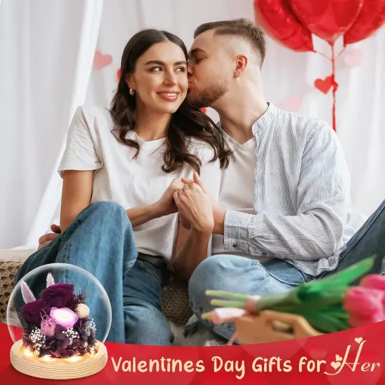 Valentines Gifts for Her, Flowers for Delivery Prime, Preserved Real Rose in Glass Dome with LED Light, Gifts Idea for Women Wife Mom Grandma on Anniversary Birthday Mothers Day {4}