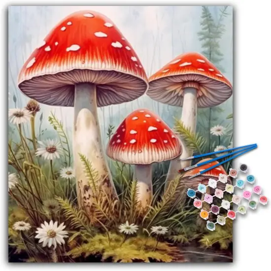 Paint by Numbers Kit for Adults- Mushroom Adult Paint by Number Kits on Canvas for Beginners, Mushroom DIY Acrylic Oil Number Painting Kits for Home Wall Decor Gift 16"x 20" (Without Frame) {1}