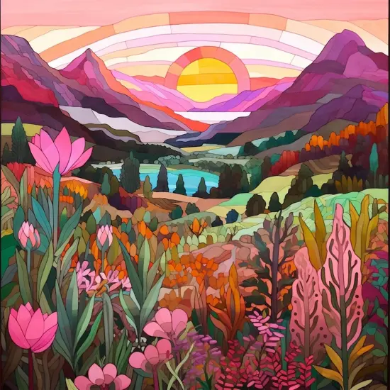 Flower Diamond Art Kits for Adults,Pink Hill Diamond Painting Kits for Adults Beginners,5D Diamond Painting Kits Diamond Art Diamond Dot Round Full Drill Diamond for Wall Decor&Gift-12x16in {1}