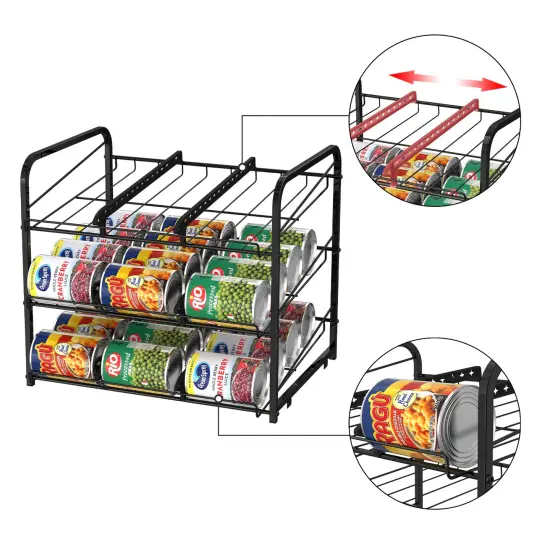3-Tier Stackable Can Storage Rack Dispenser &ndash; 36 Can Organizer for Pantry, Adjustable Dividers & Non-Slip Base (16.73x12.2x14.76") {3}