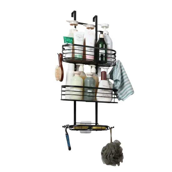 3-Tier Hanging Shower Caddy with 4 Hooks &ndash; Rustproof Waterproof Bathroom Organizer, No-Drill Shower Shelf for Shampoo, Soap, Towels {2}