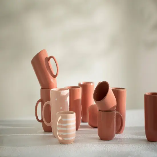 13.5 OZ Ceramic Peach Coffee Mug with Wooden Lid &ndash; Elegant & Functional Drinkware {4}