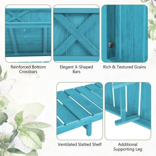 HIPS Raised Planter Box with Bottom Shelf and Drainage System Blue {6}