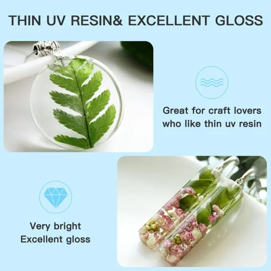 JDiction UV Resin, Upgrade 300g Low Viscosity Hard Thin UV Resin with Super Crystal Clear Resin Kit for Jewelry, Casting, Coating and DIY Craft {4}