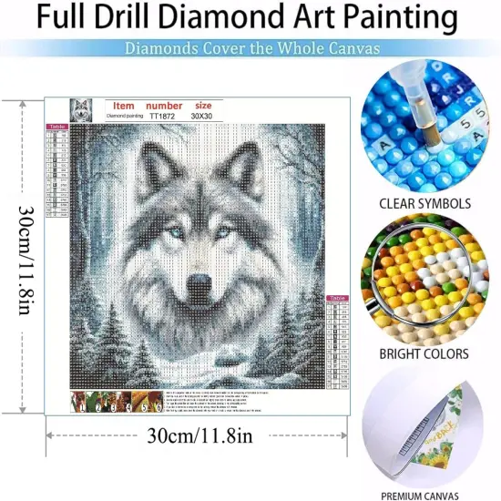 Diamond Painting Kits for Adults Wolf 5D Diamond Art Kits for Adults Beginner, Paintings with Diamonds Gem Art and Crafts Animal Wolf Head Art Kits for Adults for Home Wall Decor 12x12 Inch {3}