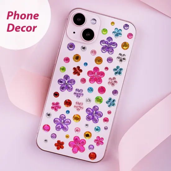 Wrapables 327pcs Acrylic Self Adhesive Crystal Rhinestone Gem Stickers, DIY, Arts & Crafts Supplies (3 sheets), Flowers {3}