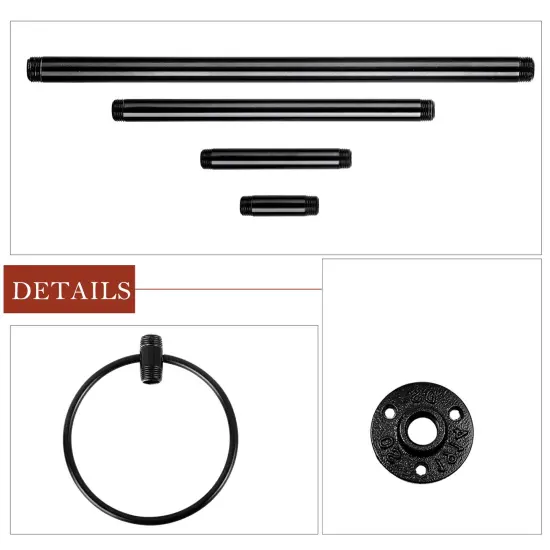 7pcs Black Metal Toilet Paper Holder & Towel Rack Set - Industrial Wall-Mounted Bathroom Hardware, Space-Saving No-Assembly Design with Chamfered Edges {2}