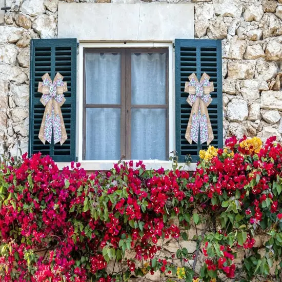 Large Spring Wreath Bows Purple Butterfly Burlap Bows for Wreath, Blue Brown Lace Flowers Ribbon Bows Spring Retro Flowers Decor Bows for Springtime Indoor Outdoor Decoration Wreath Ornament Supplies {3}