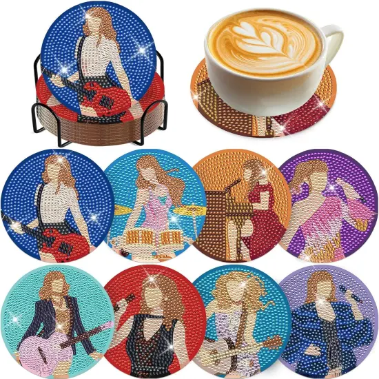 Diamond Art Painting Coasters Kits - 8 PCS Pop Star Diamond Painting Kits {1}