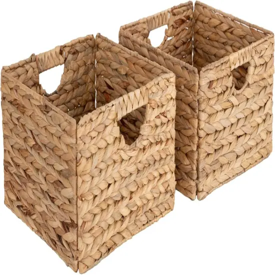 Classics Premium Natural Handwoven Portable Laundry Bin Basket with Carrying Handles, Household Storage for Clothes, Linens, Sheets, Toys, Natural Water Hyacinth, Rectangular {1}