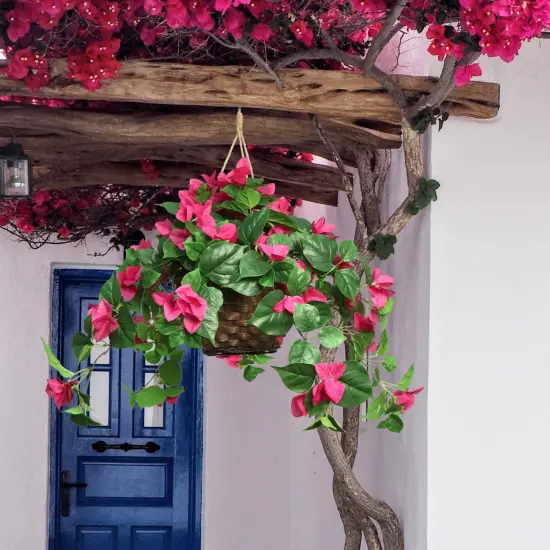 25" Hanging Bougainvillea Basket Fuschia &ndash; Lush Artificial Flower Basket for Home & Outdoor D&eacute;cor {5}