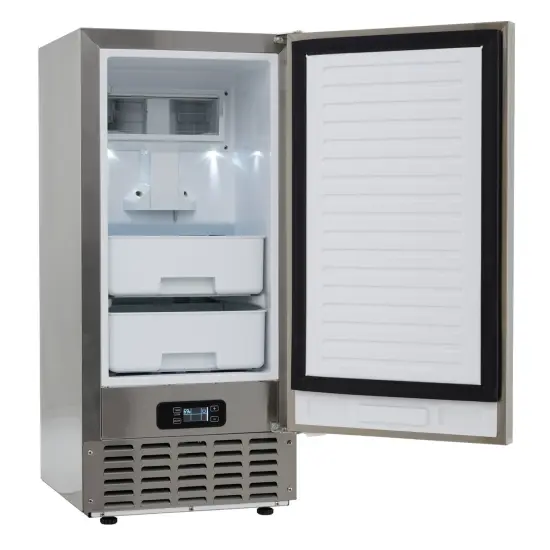 Silver Stainless Steel Nugget Ice Maker with LCD Timer & 18 lb Storage {3}