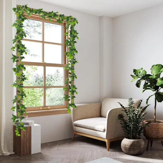 Artificial Vines Ivy Garland 3Pcs 6.3Ft Fake Green Leaves Ivy Garland Faux Hanging Plants Greenery Decor Artificial Vines for Home Outdoor Indoor Home Wall Garden Table Wedding Room Decor {2}
