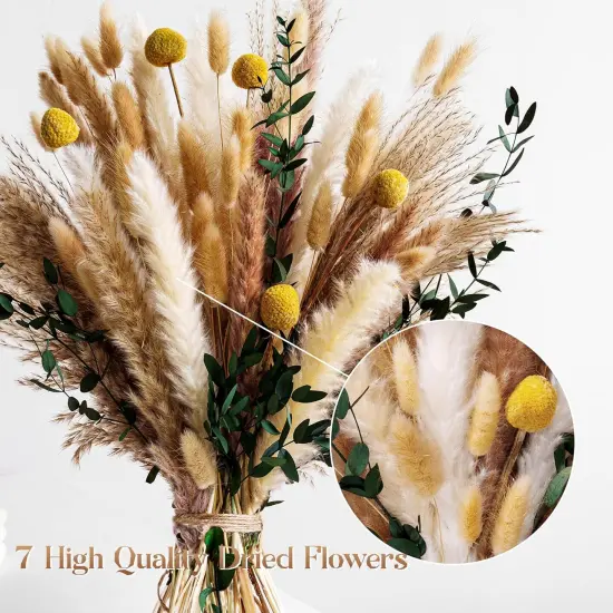Boho Dried Flowers Bouquet &ndash; Olive Green Wall Decor, Pampas Grass Bouquet, Rustic Flower Arrangement, Moody Office & Bedroom Decor {5}