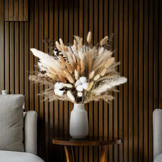 Natural Dried Flower Bouquet - Pampas Grass, Cotton Stems, Bunny Tails, Eucalyptus, Lavender & Wheat {4}