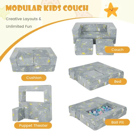 Grey Kids Play Sofa with Ottoman and Removable-Washable Cover Ideal Gift for Birthdays or Christmas {5}